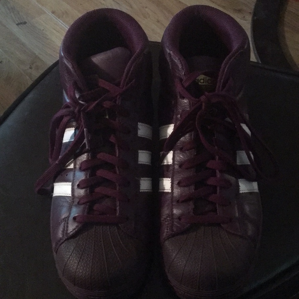 Burgundy and White Adidas